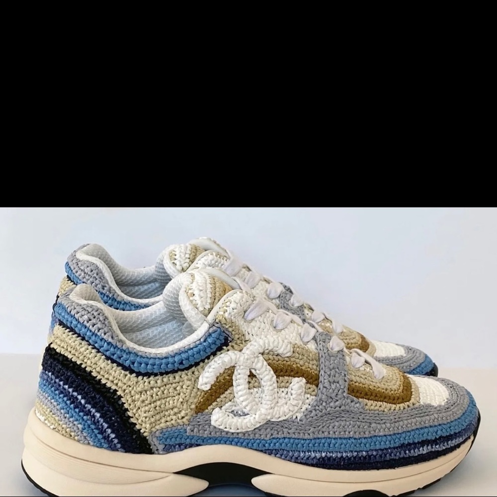 100% authentic Chanel raffia sneakers